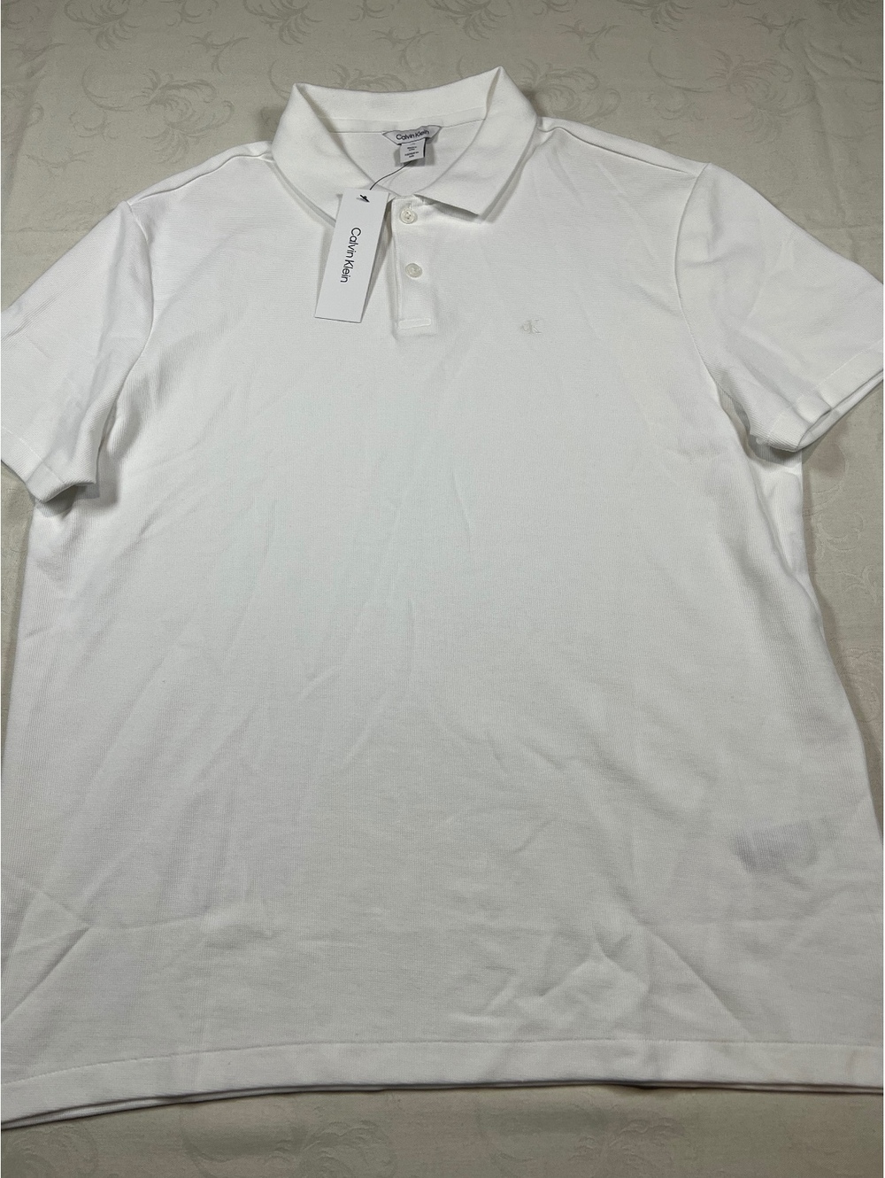 NEW $79 Calvin Klein White Short Sleeve Polo Size Large